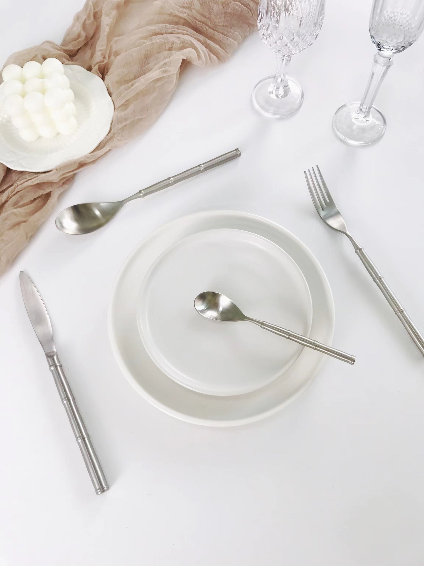 Flatware with bamboo shape handle