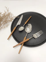 Light luxury vintage wooden handle Flatware set