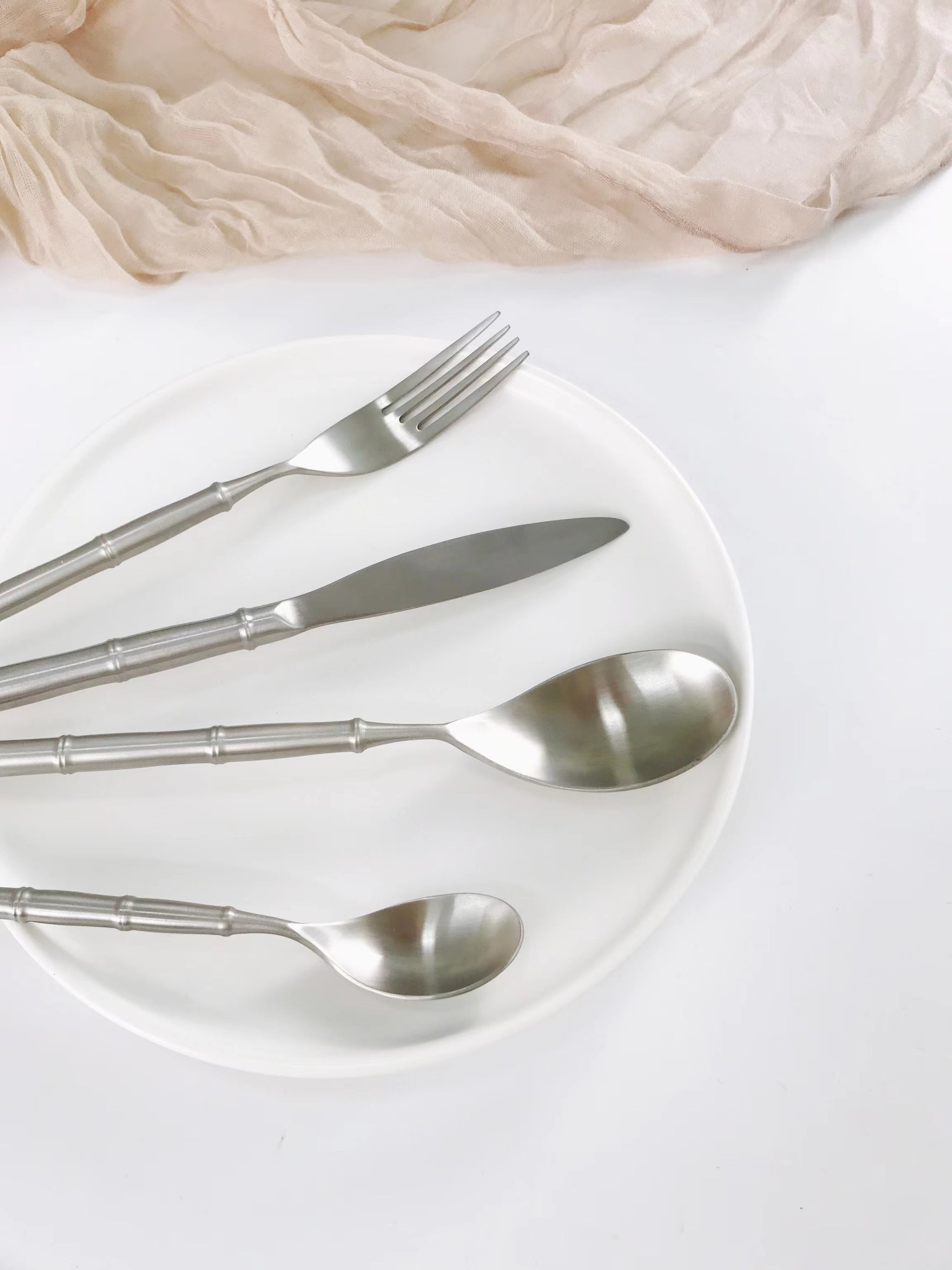 Flatware with bamboo shape handle