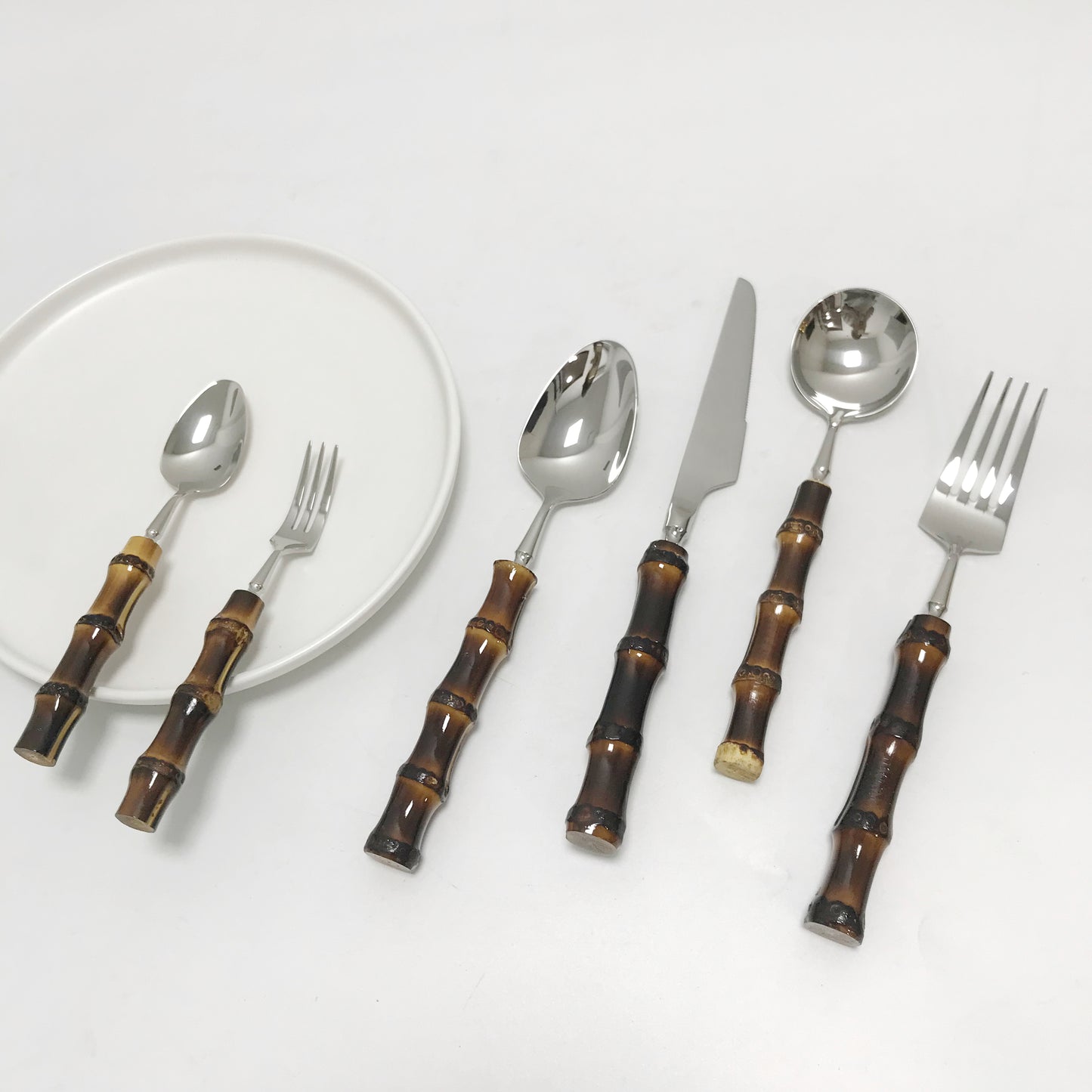 Cutlery set with Real bamboo handle