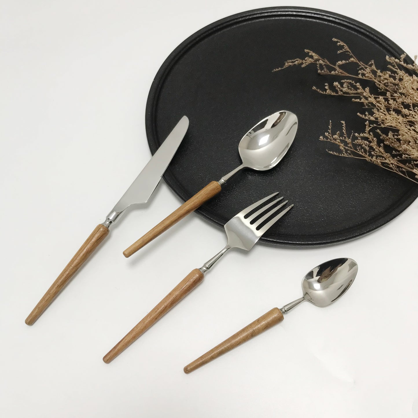 Light luxury vintage wooden handle Flatware set