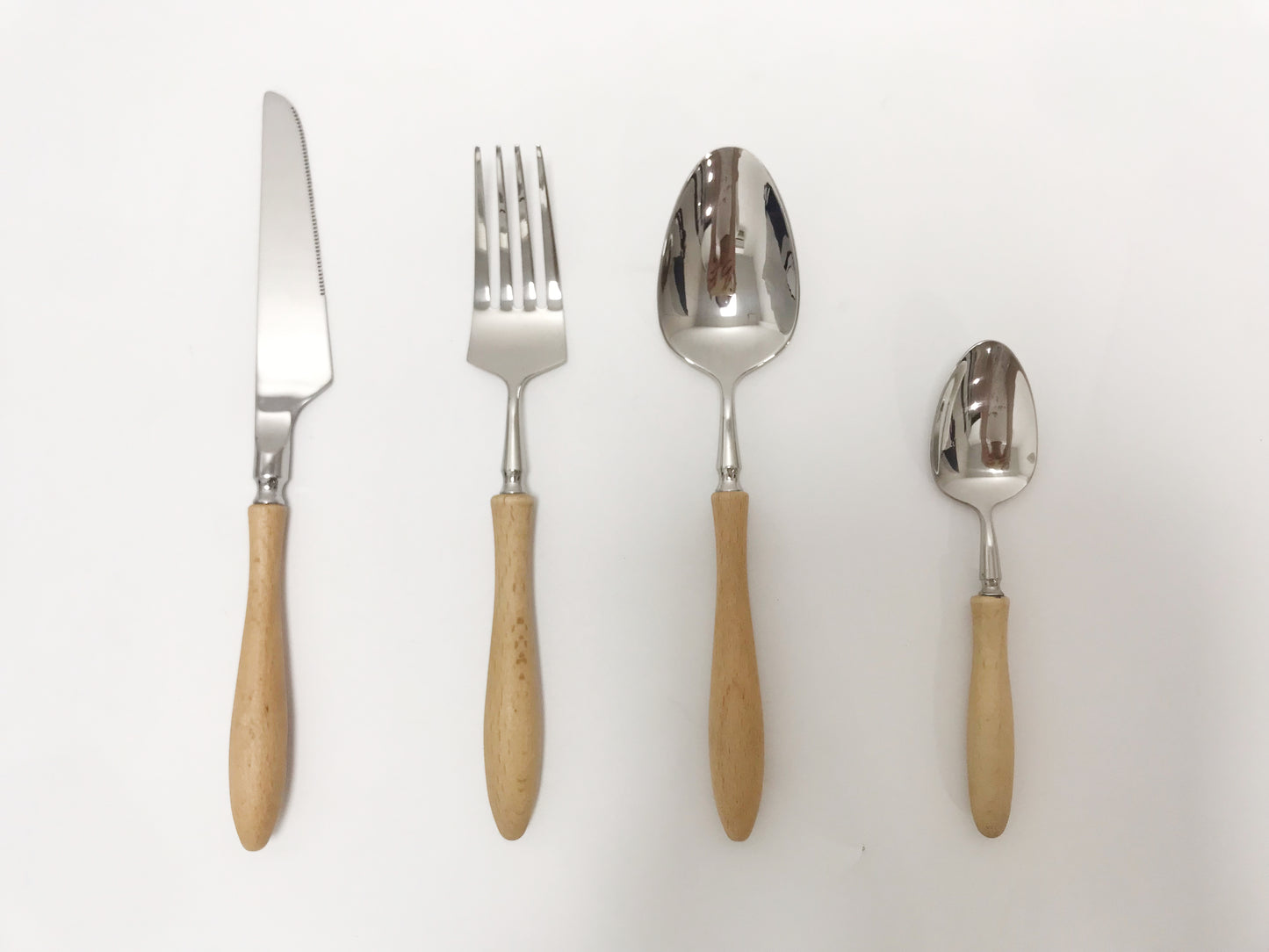 High-end cutlery set with wooden handles
