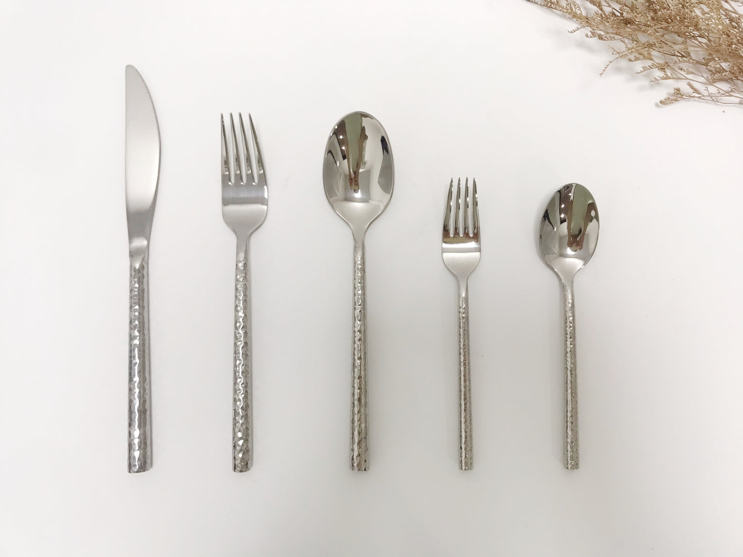 Cutlery with thick hammered handles