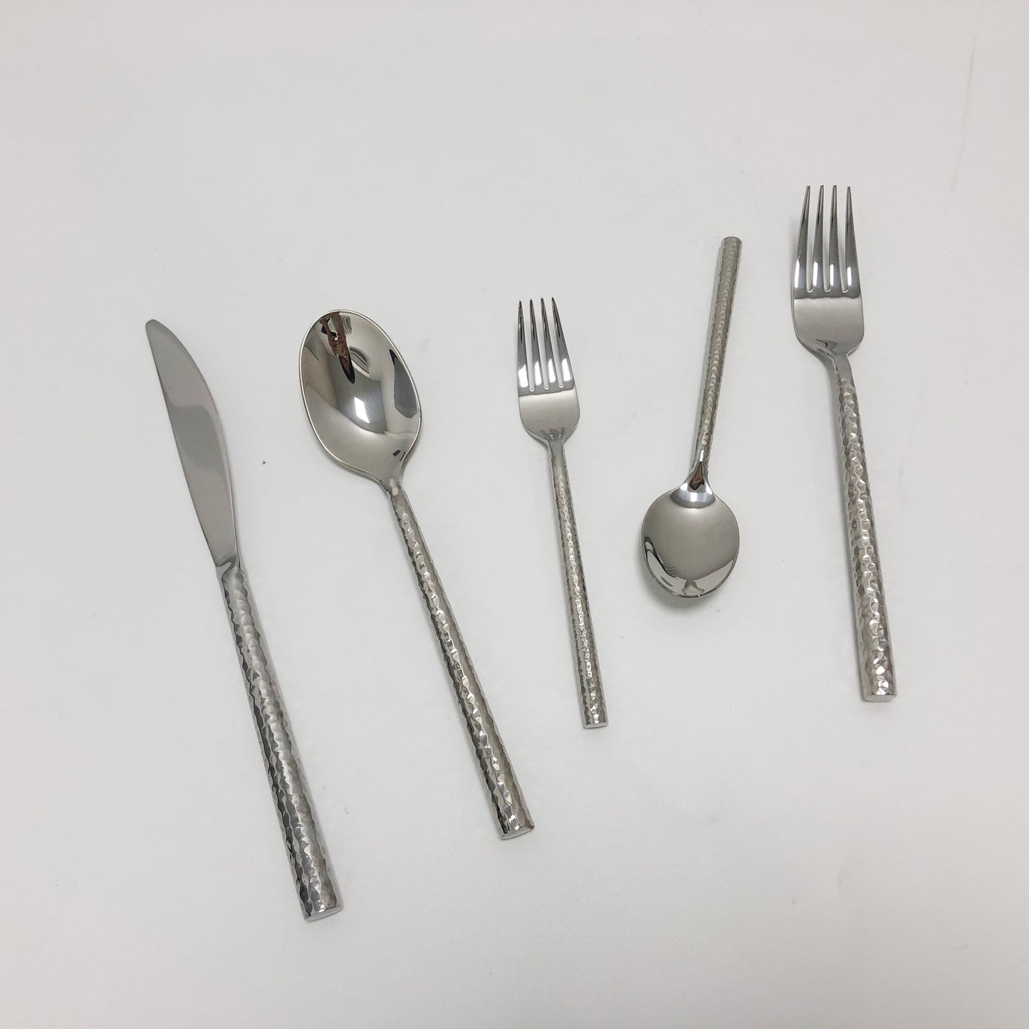 Cutlery with thick hammered handles