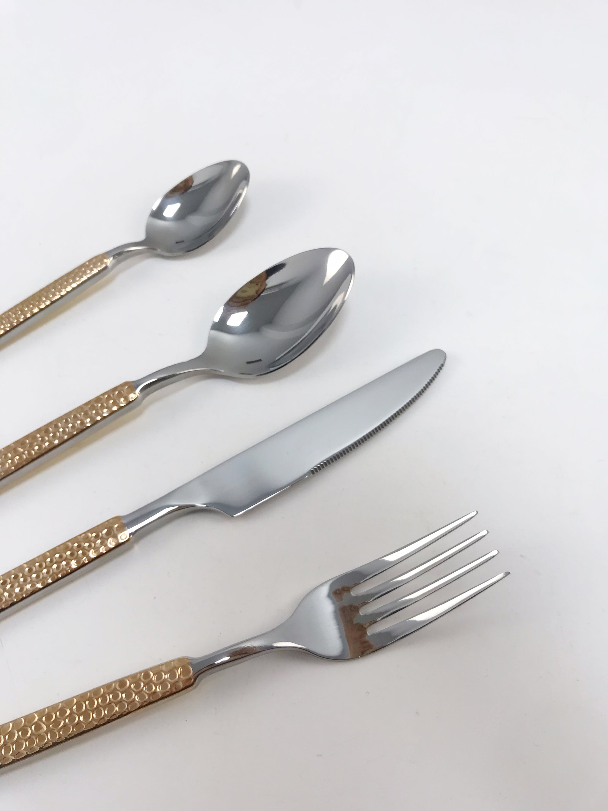 Cutlery with rose gold handle