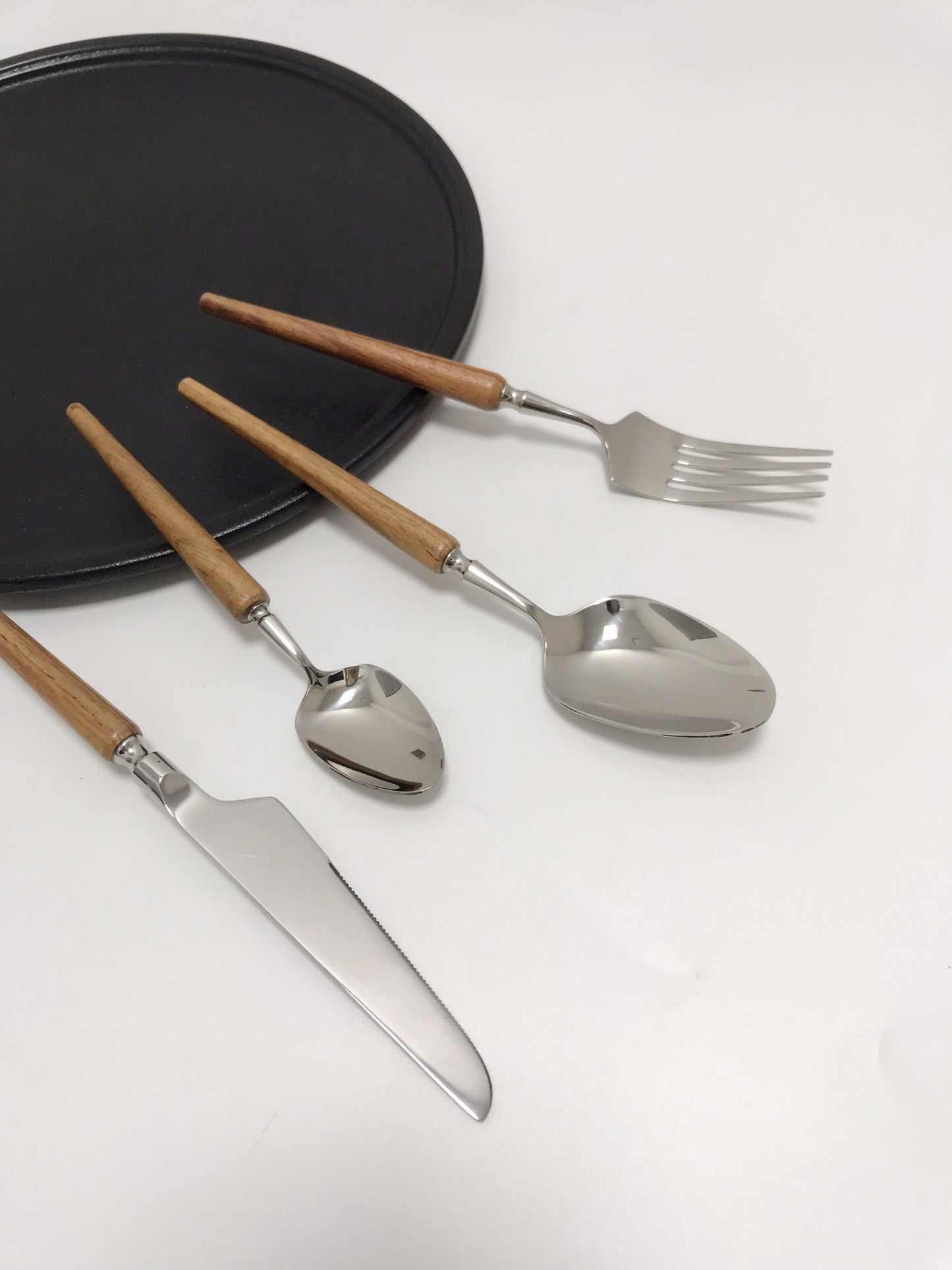 Light luxury vintage wooden handle Flatware set