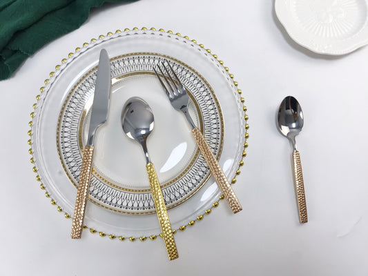 Cutlery with rose gold handle