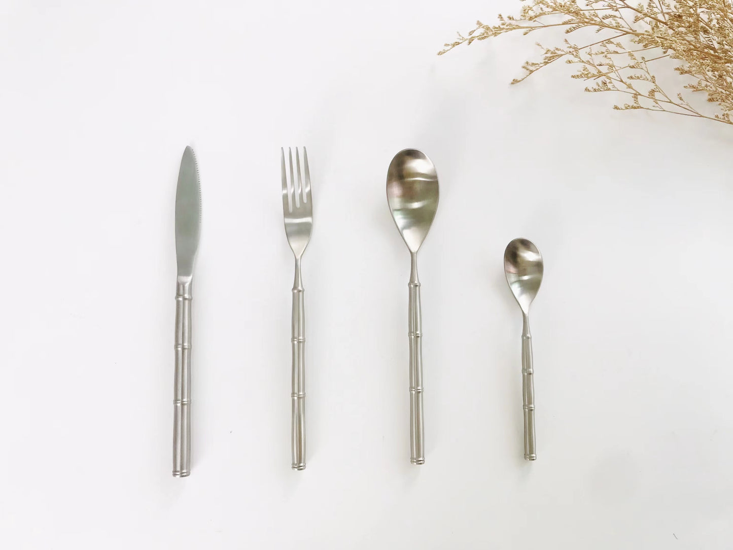 Flatware with bamboo shape handle