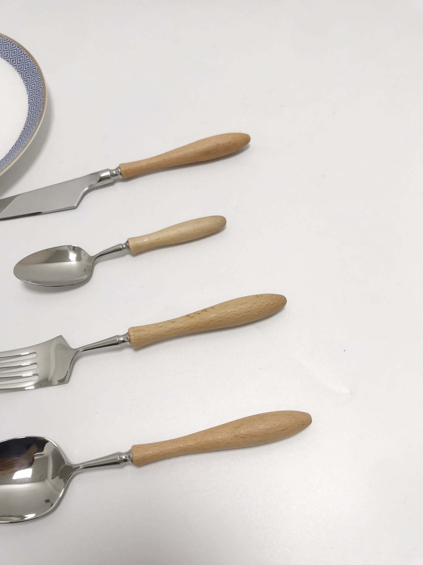 High-end cutlery set with wooden handles