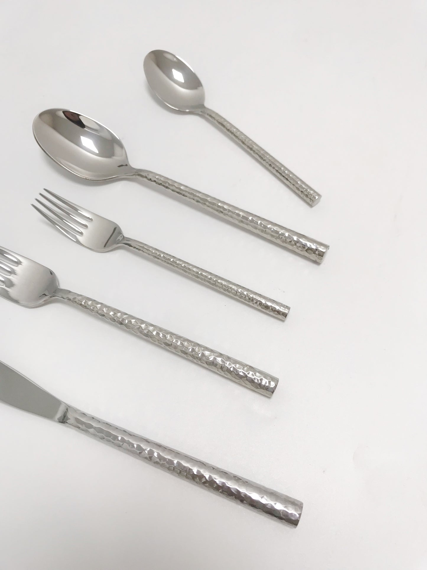 Cutlery with thick hammered handles