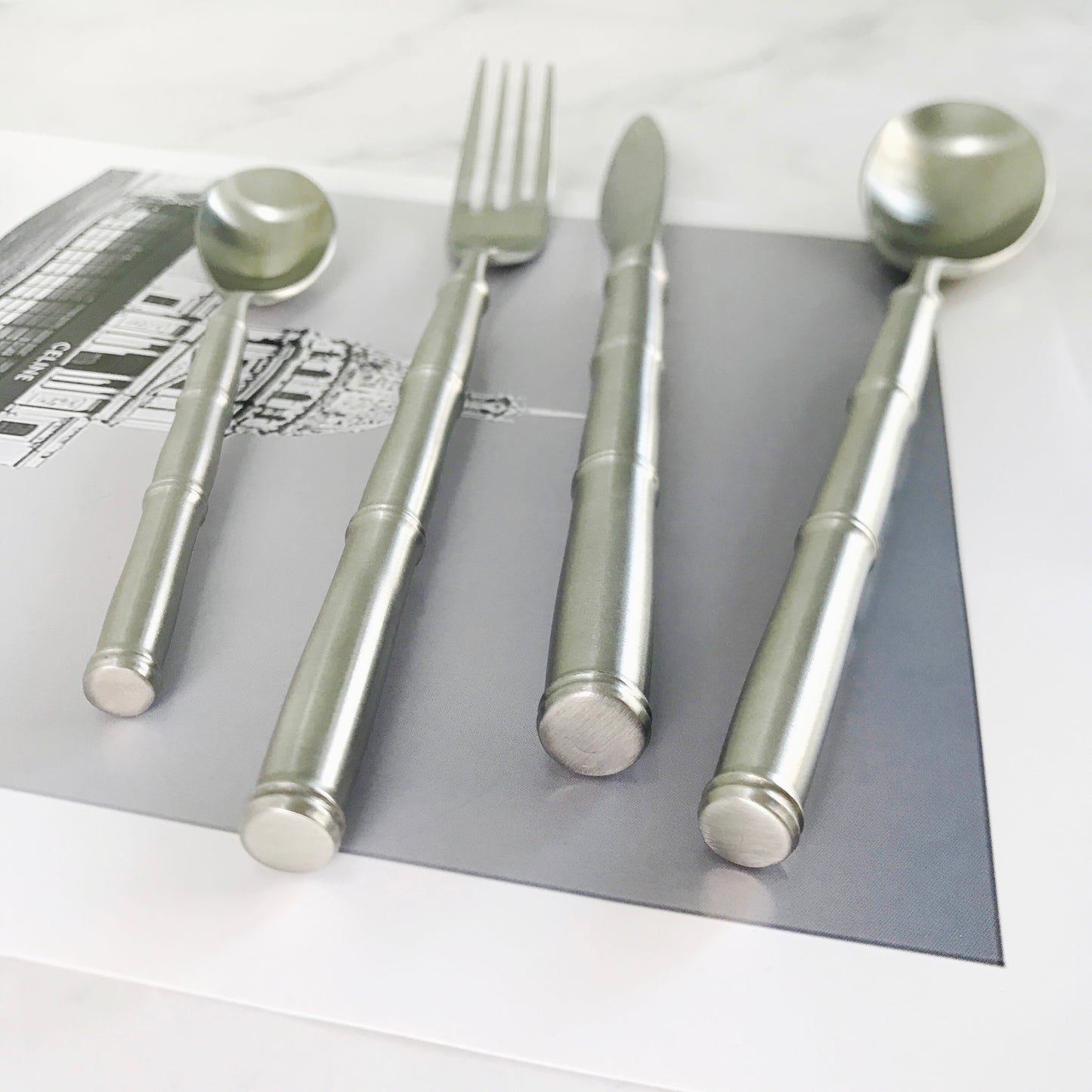 Flatware with bamboo shape handle